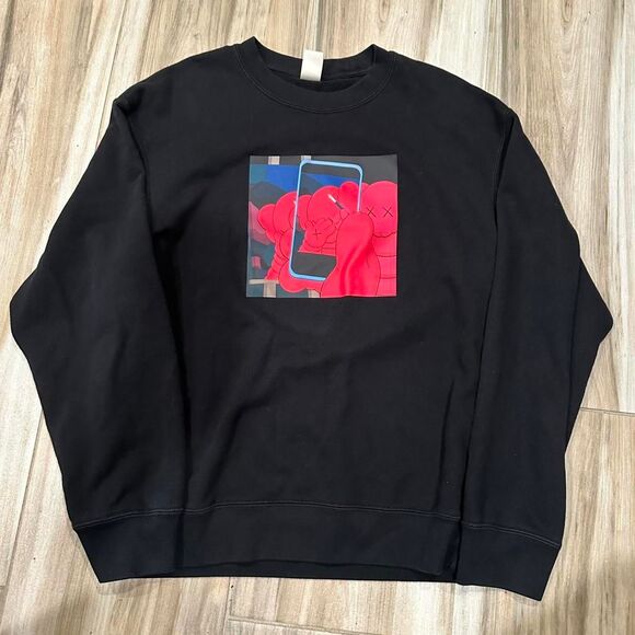Kaws x Uniqlo x Warhol black cotton crewneck sweatshirt with cool graphic - Picture 1 of 7